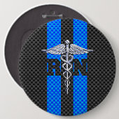 Registered Nurse RN Caduceus Carbon Fibre Decor Button (Vorne & Hinten)