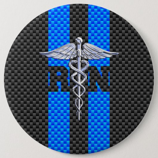 Registered Nurse RN Caduceus Carbon Fibre Decor Button (Vorderseite)