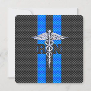 Registered Nurse RN Caduceus Carbon Fibre Decor Einladung