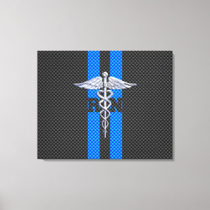 Registered Nurse RN Caduceus Carbon Fibre Decor Leinwanddruck