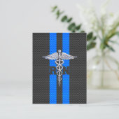 Registered Nurse RN Caduceus Carbon Fibre Decor Postkarte (Stehend Vorderseite)