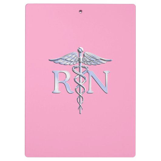 Registered Nurse RN Caduceus on Light Pink Decke Klemmbrett (Rückseite)