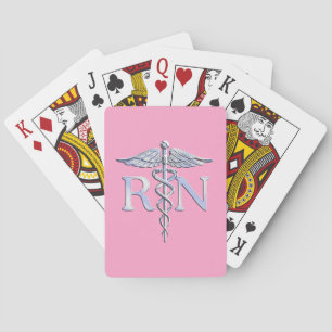 Registered Nurse RN Caduceus on Light Pink Decke Spielkarten