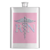 Registered Nurse RN Caduceus on Light Pink Decor Flachmann (Vorderseite)