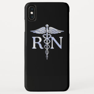 Registered Nurse RN Caduceus Schlangen auf schwarz iPhone XS Max Hülle