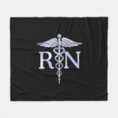 Registered Nurse RN Caduceus Schlangen auf schwarz Fleecedecke (Vorderseite (Horizontal))
