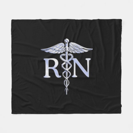 Registered Nurse RN Caduceus Schlangen auf schwarz Fleecedecke (Vorderseite (Horizontal))