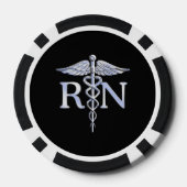 Registered Nurse RN Caduceus Schlangen auf schwarz Pokerchips (Rückseite)