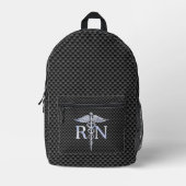 Registered Nurse RN Caduceus Snakes Black Carbon Bedruckter Rucksack (Vorderseite)