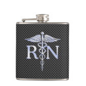 Registered Nurse RN Caduceus Snakes Black Carbon Flachmann (Vorderseite)