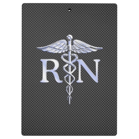 Registered Nurse RN Caduceus Snakes Black Carbon Klemmbrett (Rückseite)