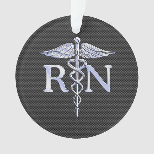Registered Nurse RN Caduceus Snakes Black Carbon Ornament (Vorderseite)