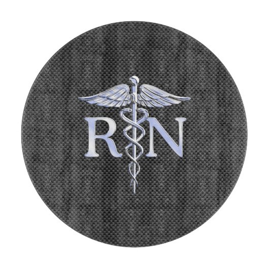 Registered Nurse RN Caduceus Snakes Black Carbon Schneidebrett (Vorderseite)