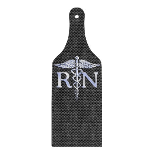 Registered Nurse RN Caduceus Snakes Black Carbon Schneidebrett (Vorderseite)