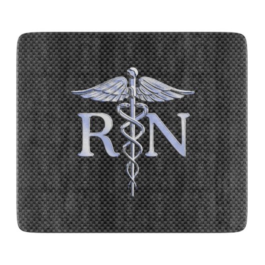 Registered Nurse RN Caduceus Snakes Black Carbon Schneidebrett (Vorderseite)