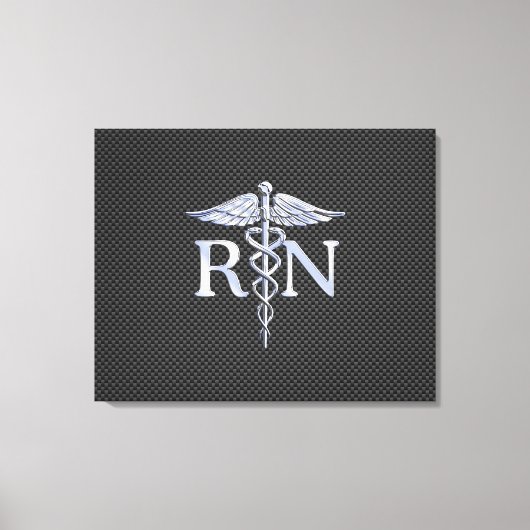 Registered Nurse RN Caduceus Snakes Carbon Leinwanddruck (Vorderseite)