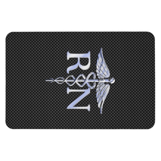 Registered Nurse RN Caduceus Snakes Carbon Magnet (Horizontal)