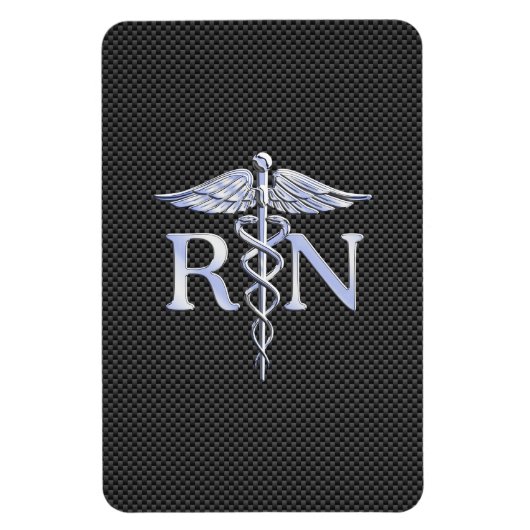 Registered Nurse RN Caduceus Snakes Carbon Magnet (Vertikal)