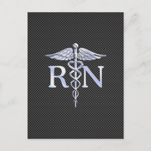 Registered Nurse RN Caduceus Snakes Carbon Postkarte (Vorderseite)