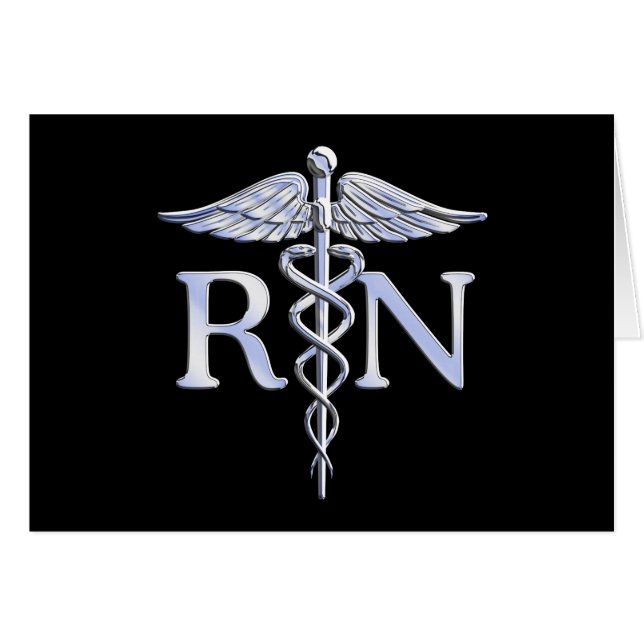Registered Nurse RN Caduceus Snakes Solid Black (Vorderseite (Horizontal))