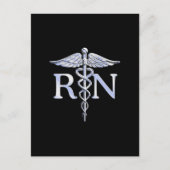 Registered Nurse RN Caduceus Snakes Solid Black Postkarte (Vorderseite)
