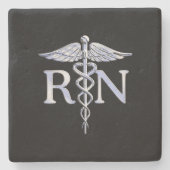 Registered Nurse RN Caduceus Snakes Solid Black Steinuntersetzer (Vorderseite)