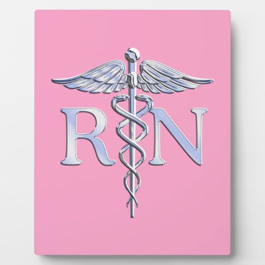 Registered Nurse Silver Caduceus Light Pink Decor Fotoplatte (Vorderseite)