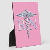 Registered Nurse Silver Caduceus Light Pink Decor Fotoplatte (Seite)