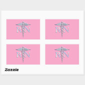 Registered Nurse Silver Caduceus Light Pink Decor Rechteckiger Aufkleber (Blatt)