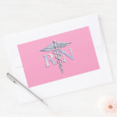Registered Nurse Silver Caduceus Light Pink Decor Rechteckiger Aufkleber (Umschlag)