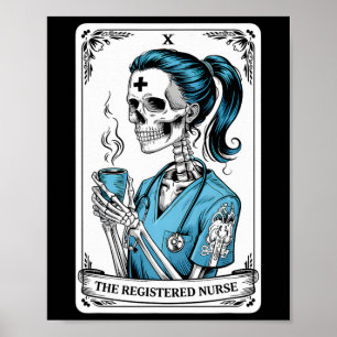 Registered Nurse Tarot Card Skeleton Nurse Hallowo Poster