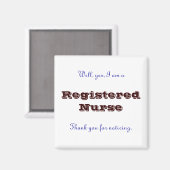 Registered Nurse, vielen Dank Magnet (Vorderseite/Rückseite)