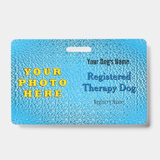 Registered Therapy Dog - Bright Blue Badge Ausweis (Vorderseite)