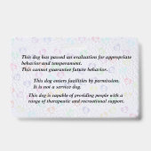 Registered Therapy Dog - Bright Blue Badge Ausweis (Rückseite)