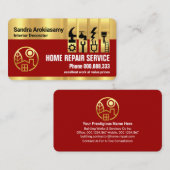 Registerkarte "atemberaubend Gold Handyman Tools" Visitenkarte (Vorne/Hinten)