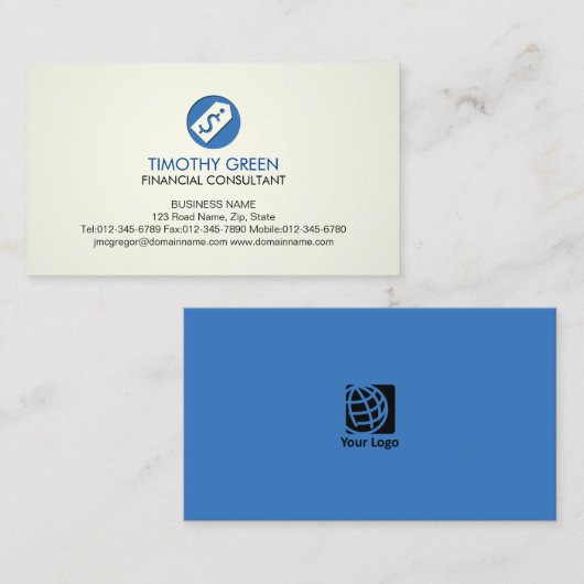 Registerkarte "Financial Consultant Services Dolla Visitenkarte (Vorne/Hinten)