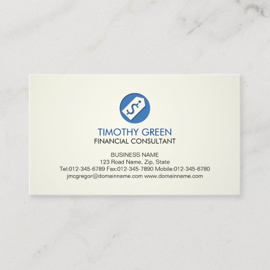 Registerkarte "Financial Consultant Services Dolla Visitenkarte (Vorderseite)