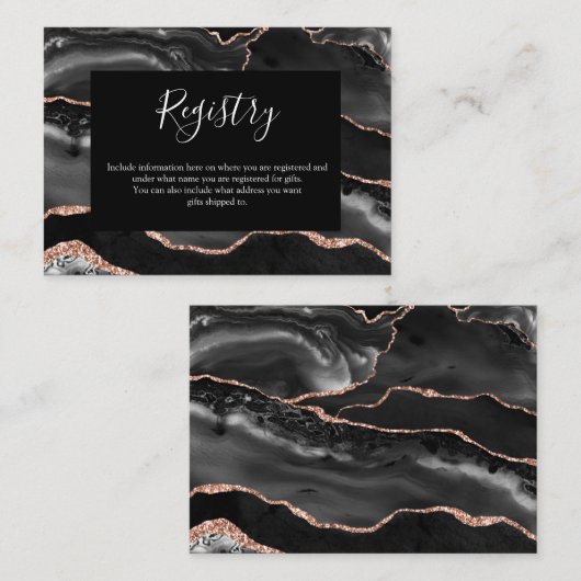 Registerkarte Formal Classic Black Agate Rose Gold Begleitkarte (Vorne/Hinten)