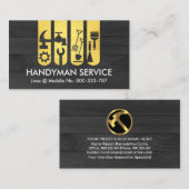 Registerkarte Gold Handyman Tools auf schwarzem Ho Visitenkarte (Vorne/Hinten)