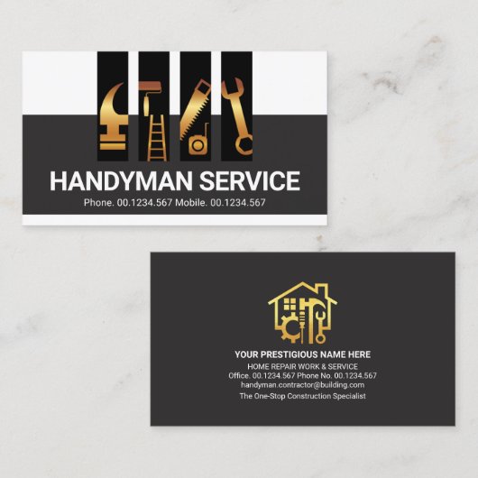 Registerkarte "Special Layers Gold Handyman Tools" Visitenkarte (Vorne/Hinten)