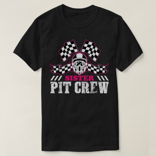 Registrieren der Pit Crew Auto Racing Checkered Fl T-Shirt (Design vorne)