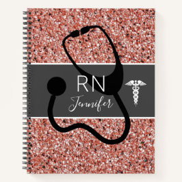 Registriert Krankenpflege Medical Rose Gold Glitze Notizblock