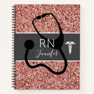 Registriert Krankenpflege Medical Rose Gold Glitze Notizblock