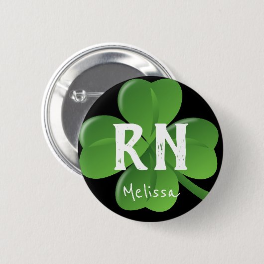 Registriert Krankenpfleger St Patricks Day Lucky K Button (Vorne & Hinten)