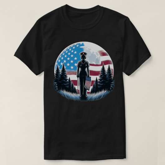 Registriert Krankenschwester Amerikanische Flagge T-Shirt (Design vorne)