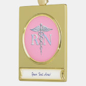 Registriert Krankenschwester RN Caduceus auf Paste Banner-Ornament Gold (Links)