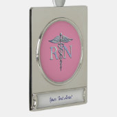Registriert Krankenschwester RN Caduceus auf Paste Banner-Ornament Silber (Rechts)