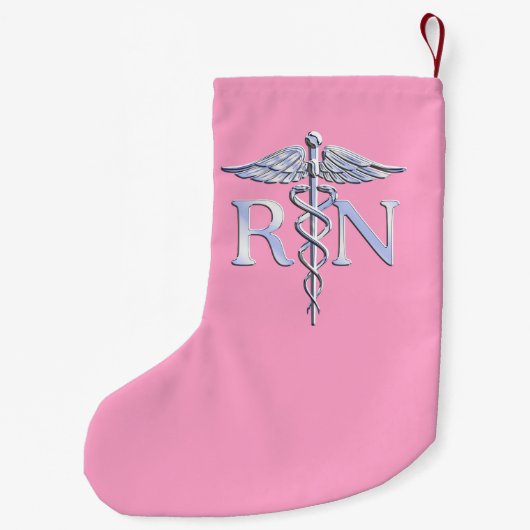 Registriert Krankenschwester RN Caduceus auf Paste Kleiner Weihnachtsstrumpf (Rückseite)