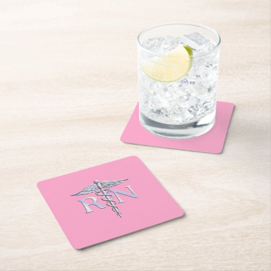 Registriert Krankenschwester RN Caduceus auf Paste Rechteckiger Pappuntersetzer (Vor Ort)