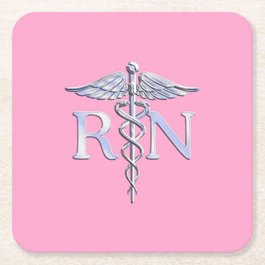 Registriert Krankenschwester RN Caduceus auf Paste Rechteckiger Pappuntersetzer (Vorderseite)
